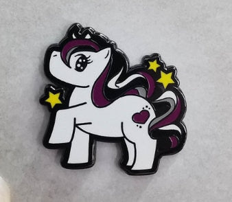 Chibi Unicorn Asexual Pride Pin | Gay Little Pony Enamel Pin with Subtle Ace Pride Colors | LGBTQ+ Pins | Lowkey Pride Jewelry Accessory