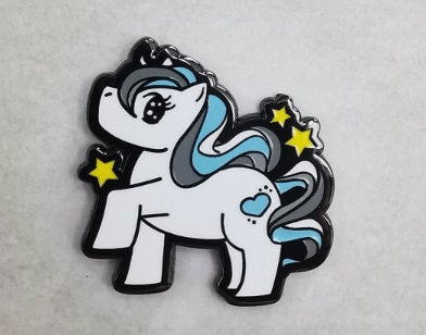 Chibi Unicorn Demiboy Pin | Gay My Little Pony Enamel Pin with Subtle Demiboy Pride Flag Colors | LGBTQ+ Pins | Lowkey Pride Jewelry