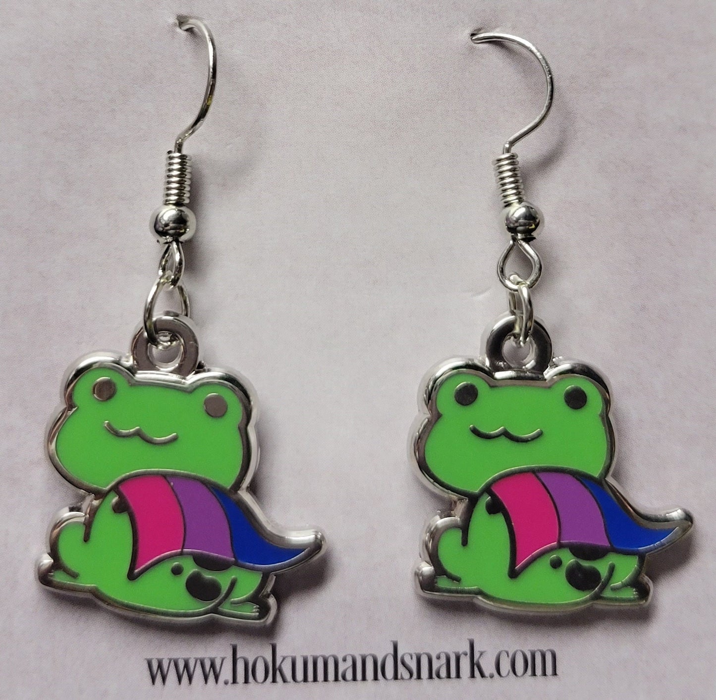 Bisexual Frog Earrings | Bi Pride Frog Dangle Earrings | LGBTQ+ Frog | Pride Jewelry Pride Accessories LGBT