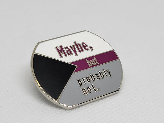 Maybe But Probably Not Gray Ace Demi Pride Enamel Pin in Demisexual Flag Colors