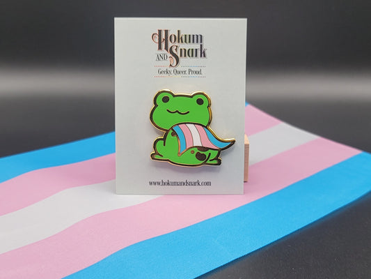 Transgender Pride Frog Pin | Trans Pride Frog Enamel Pin | Chibi Queer Frog Pin | Pride Jewelry Pride Accessories LGBT Pins