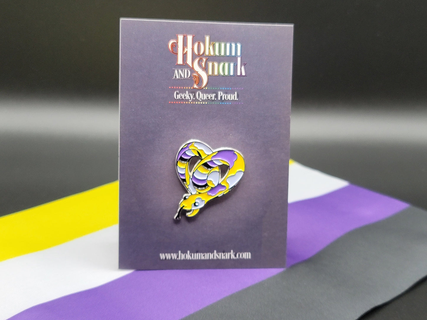 Nonbinary Pride Noodle Enamel Pin in Enby Pride Flag Colors | Subtle Pride Pin | Non-binary Pin