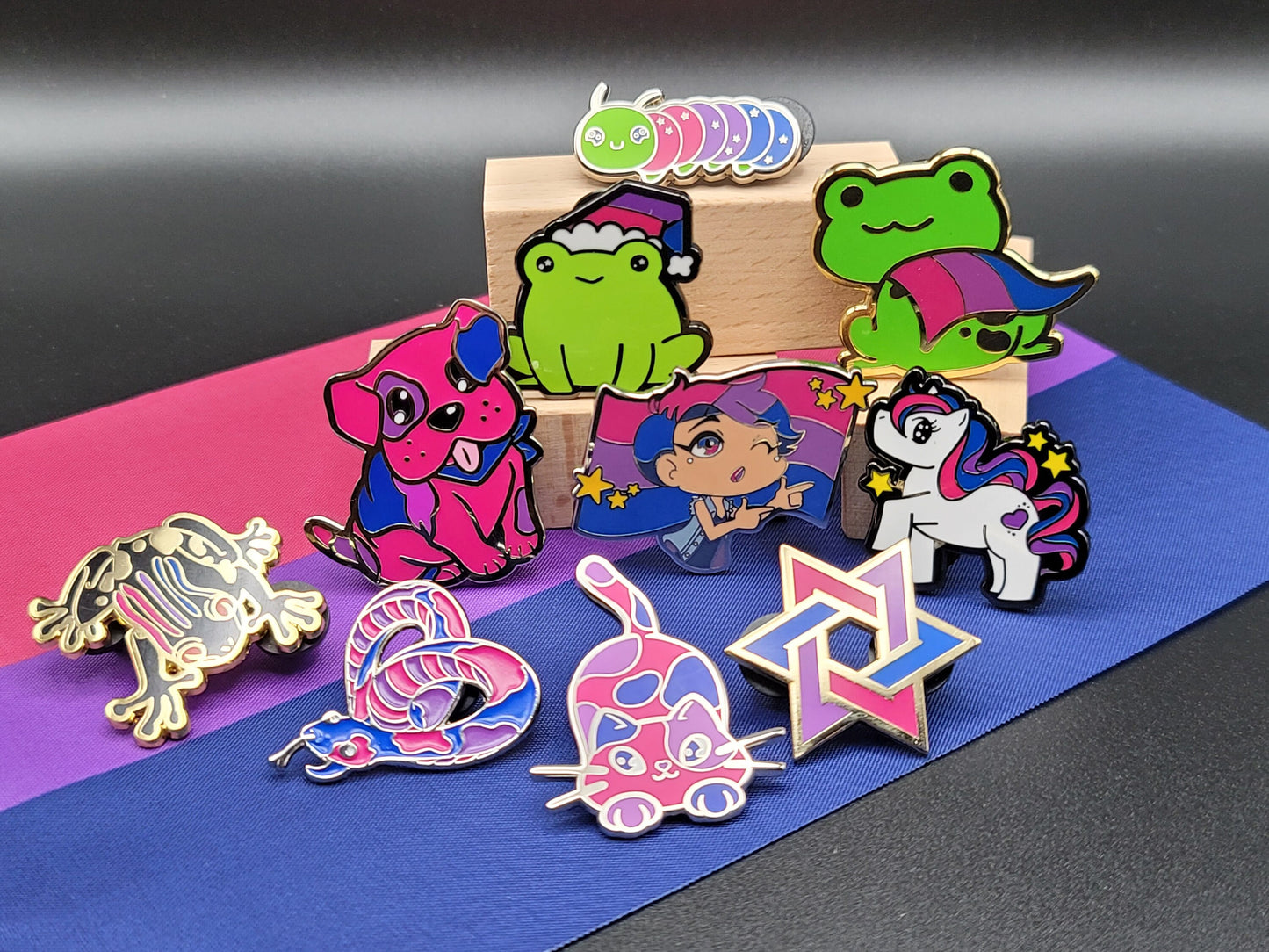Bisexual Pride Pin | Caterpillar Chibi Enamel Pin in Bi Pride Flag Colors | LGBTQ+ Pins | Subtle Pride Jewelry Accessory