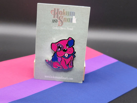 Bi Pride Pin Puppy Dog Enamel Pin | Subtle Bisexual Pride Flag Colors | LGBT Pride Jewelry | LGBTQ+ Subtle Bi Pin