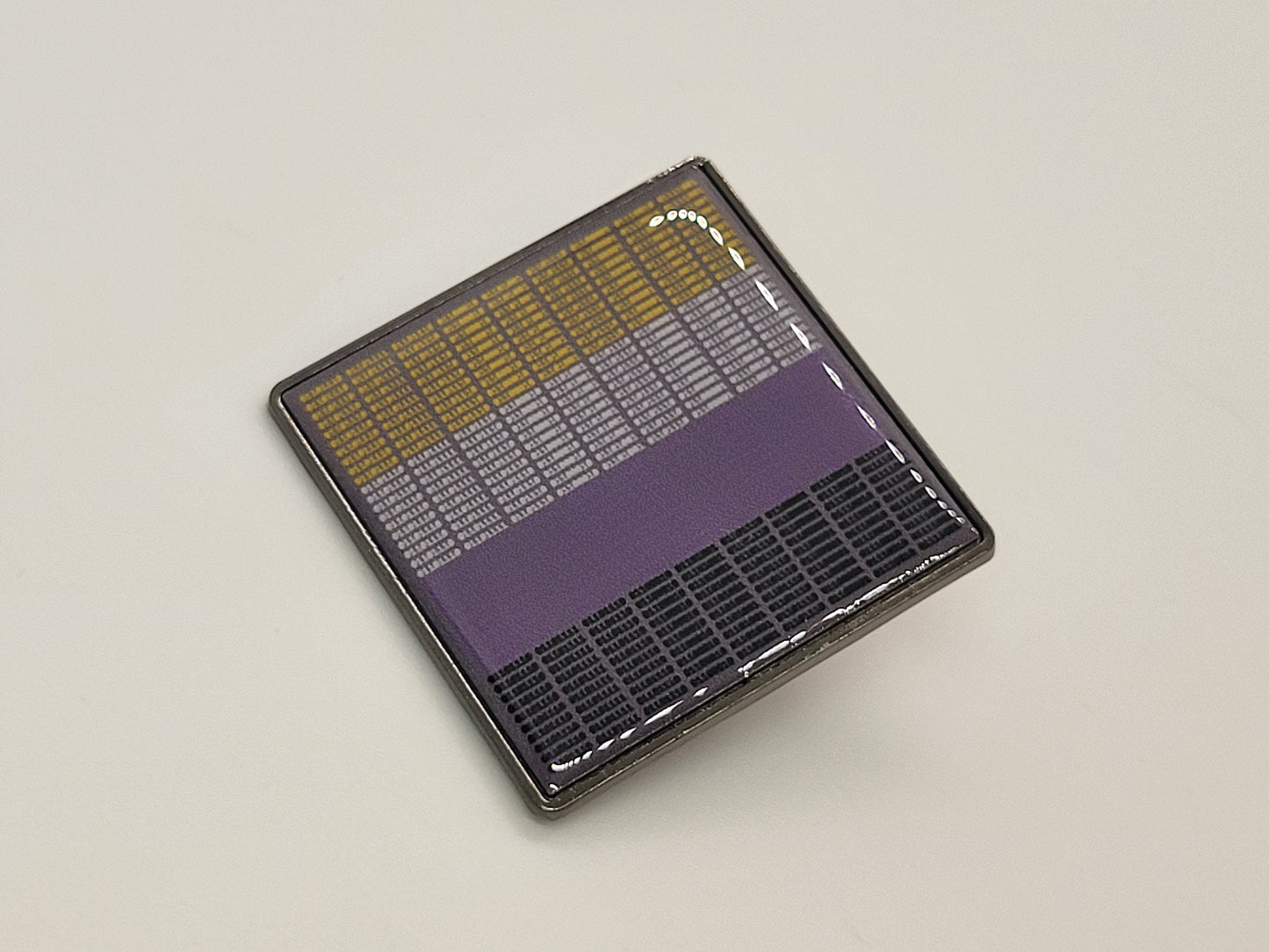 Nonbinary Code Pin | LGBTQ Pride in Nonbinary Pride Flag Colors with text in Binary Code | Nonbinary Enamel Pin
