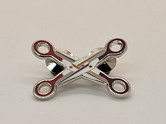 Lesbian Pride Scissors Enamel Pin in WLW LGBT+ Flag Colors | Pride Jewelry