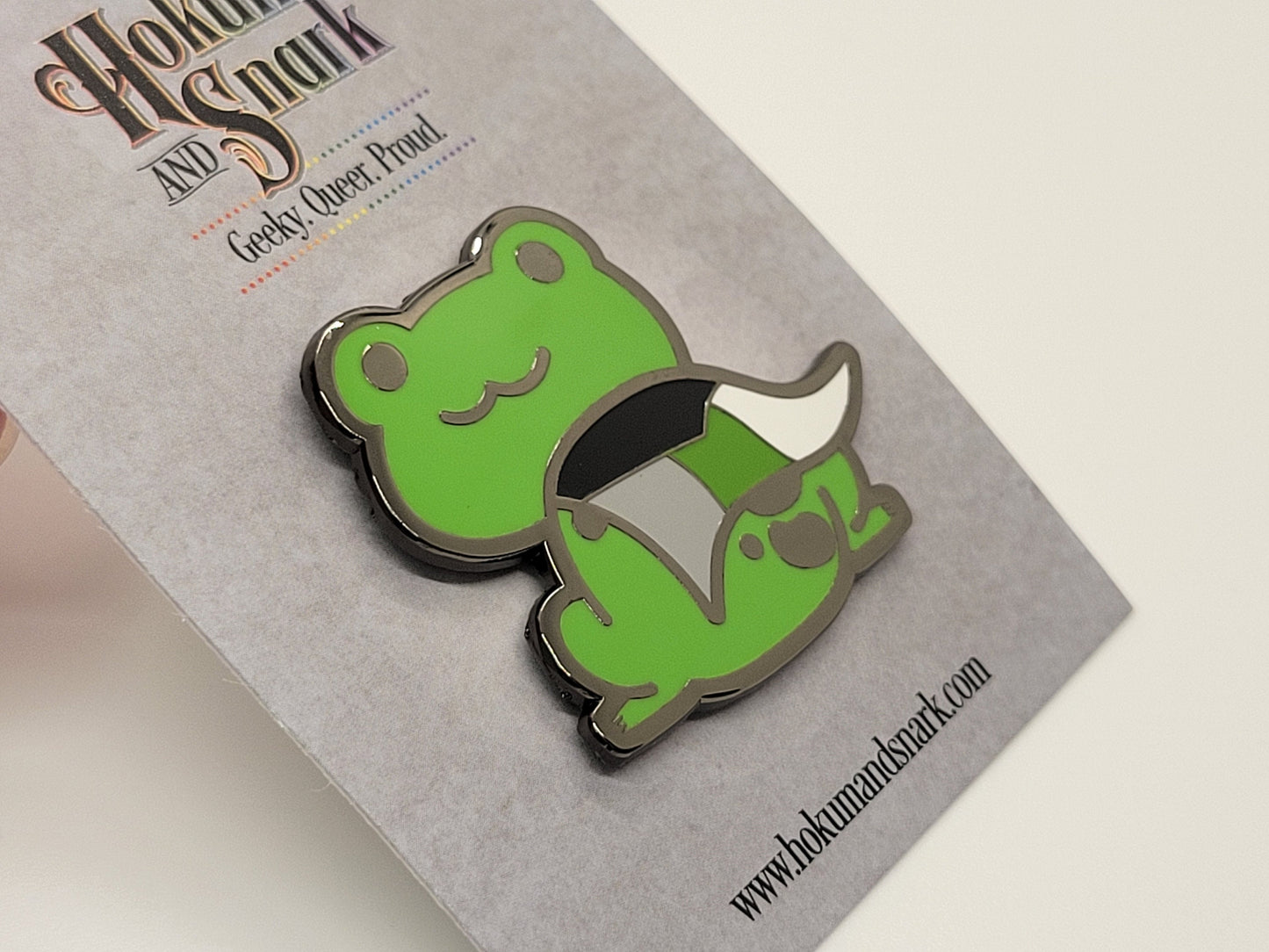 Demiromantic Frog Pin | LGBTQ Frog in Demiromantic Pride Flag Cape | Chibi Queer Frog | Pride Jewelry Gifts Accessories