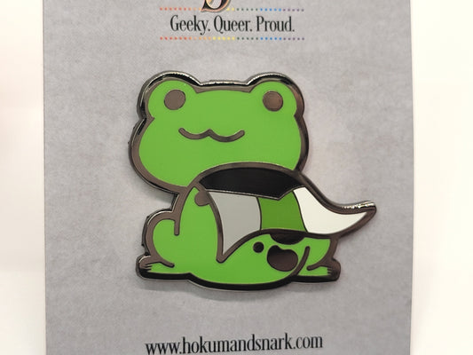 Demiromantic Frog Pin | LGBTQ Frog in Demiromantic Pride Flag Cape | Chibi Queer Frog | Pride Jewelry Gifts Accessories