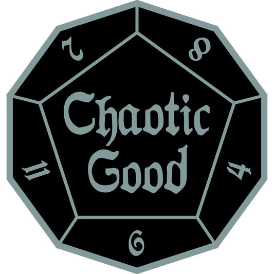 Chaotic Good DnD Alignment d12 Dice Enamel Pin | Silver Finish Gamer Pin | Geeky Gift for Gamers & Fans