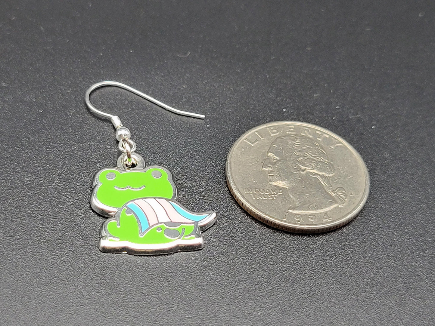 Transgender Frog Earrings | Trans Pride Frog Dangle Earrings | LGBTQ+ Frog | Pride Jewelry Pride Accessories LGBT