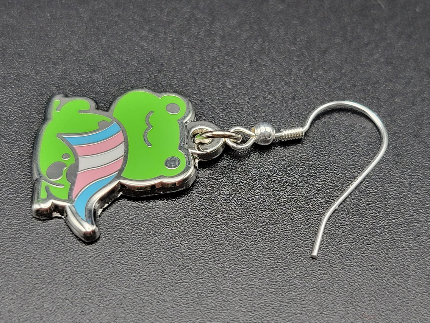 Transgender Frog Earrings | Trans Pride Frog Dangle Earrings | LGBTQ+ Frog | Pride Jewelry Pride Accessories LGBT