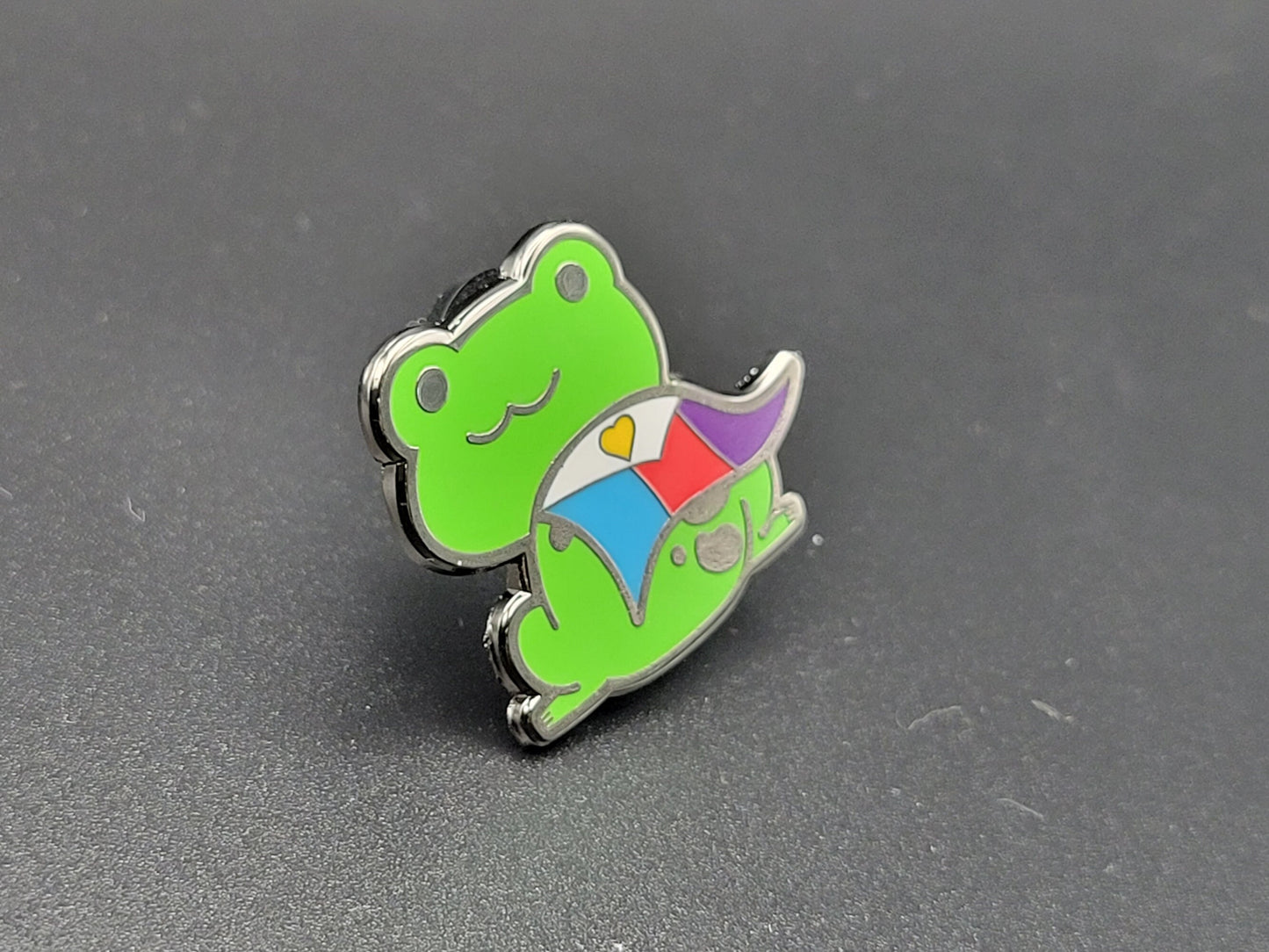 Polyamory Pride Frog Pin | LGBT Frog with Polyamorous Pride Flag Cape Hard Enamel Pin