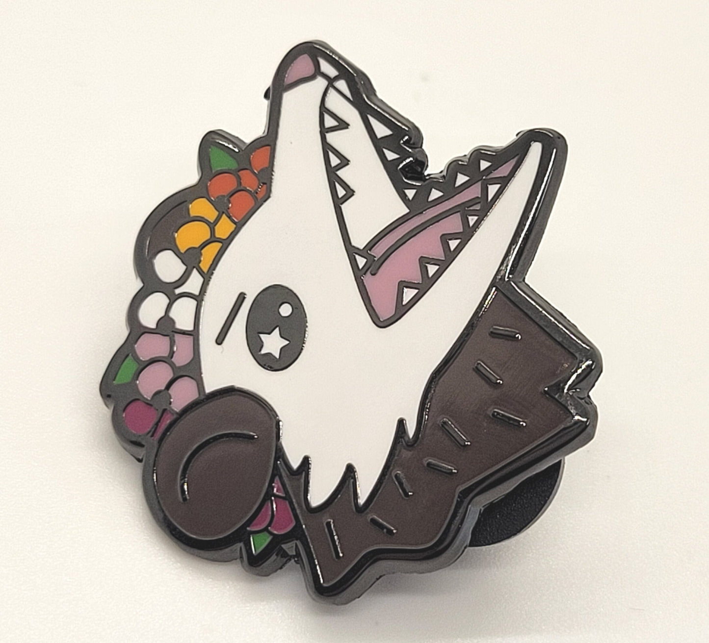 Lesbian Pride Possum in Flower Crown Screams in Gay | WLW Trash Opossum Enamel Pin Listens to Girl In Red | LGBTQ Pin