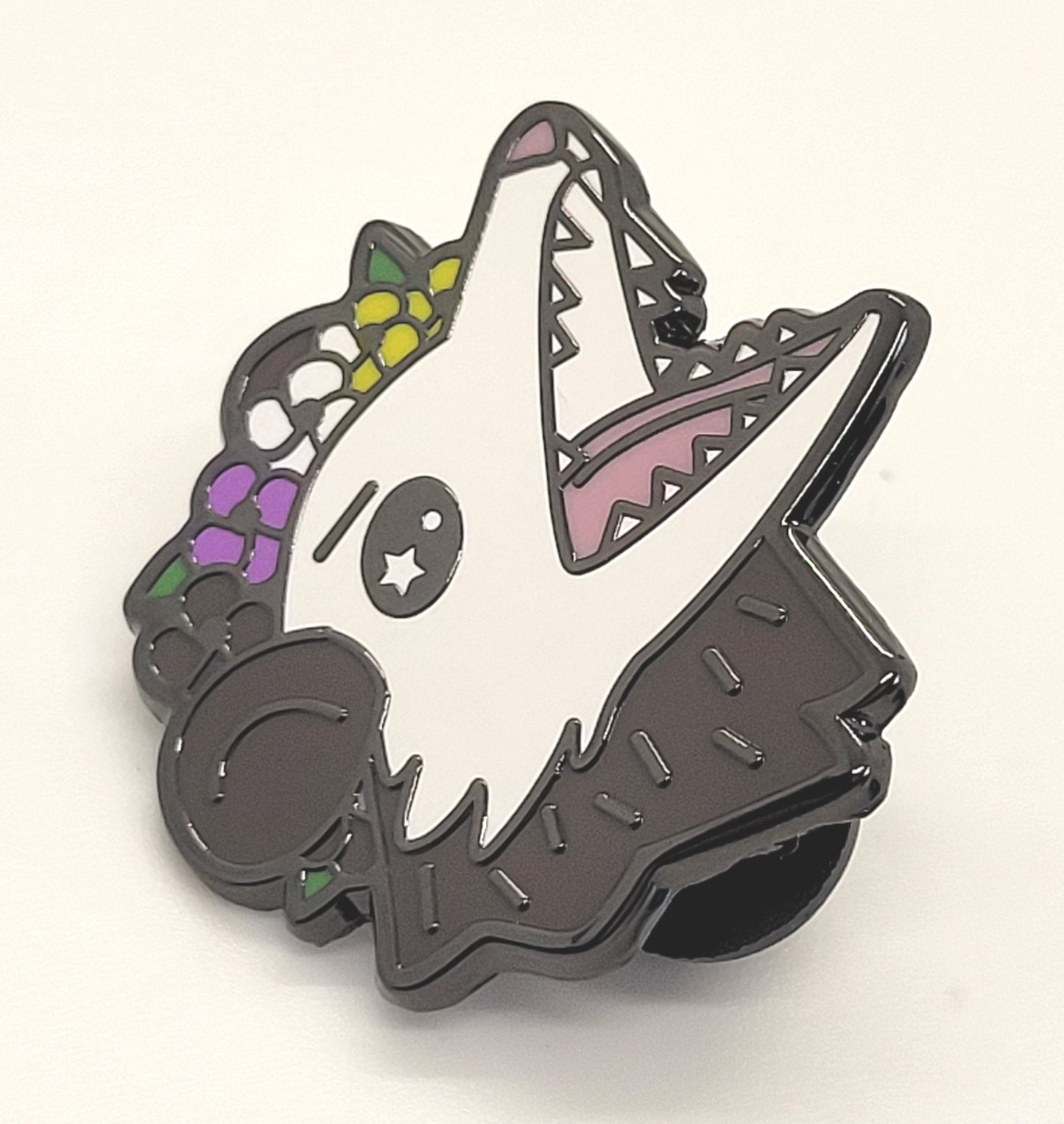 Non-binary Pride Possum in Flower Crown Screams in Gay | Enby Trash Opossum Enamel Pin Says Gender is Garbage | LGBTQ Pin