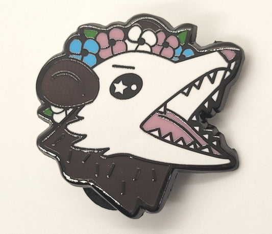 Trans Pride Possum in Flower Crown Screams in Gay | Transgender Trash Opossum Enamel Pin Says Protect Trans Kids| LGBTQ Pin