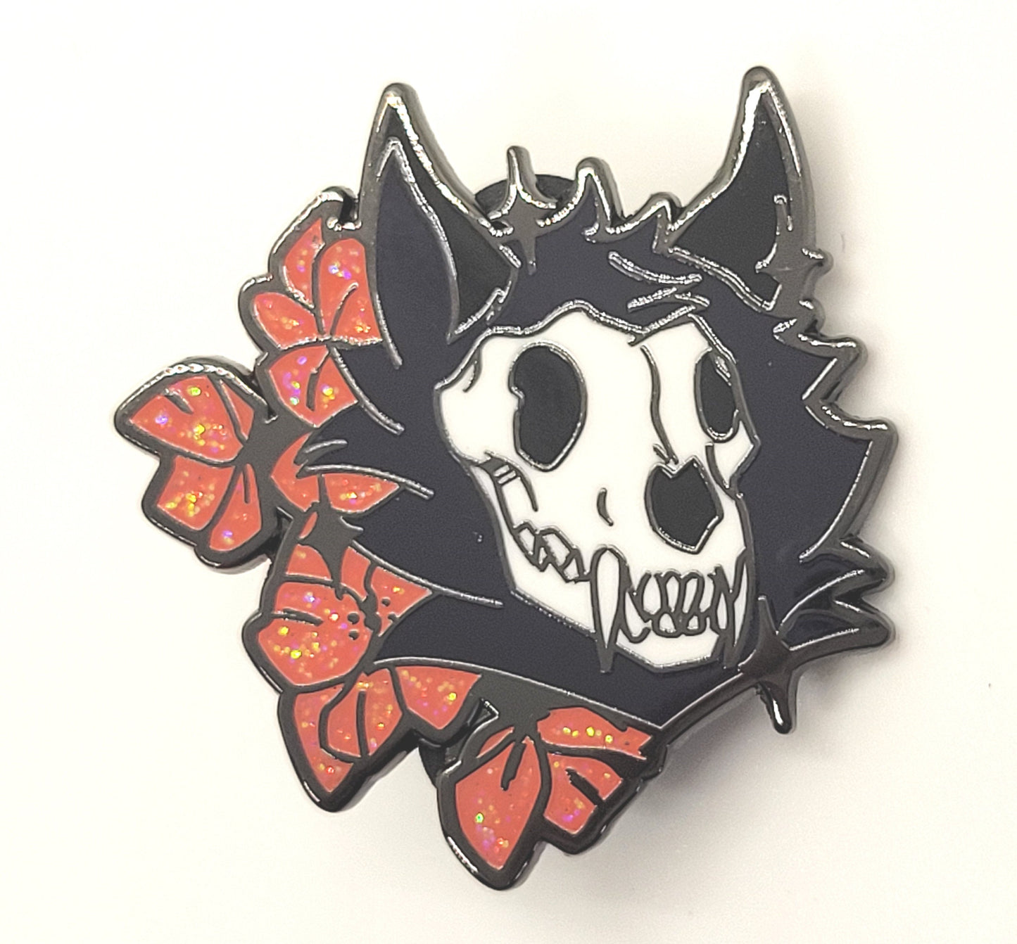 Skulldog Skullsona Enamel Pin  | Pretty Pink or Goth Red and Black Furry Fursona Enamel Pin