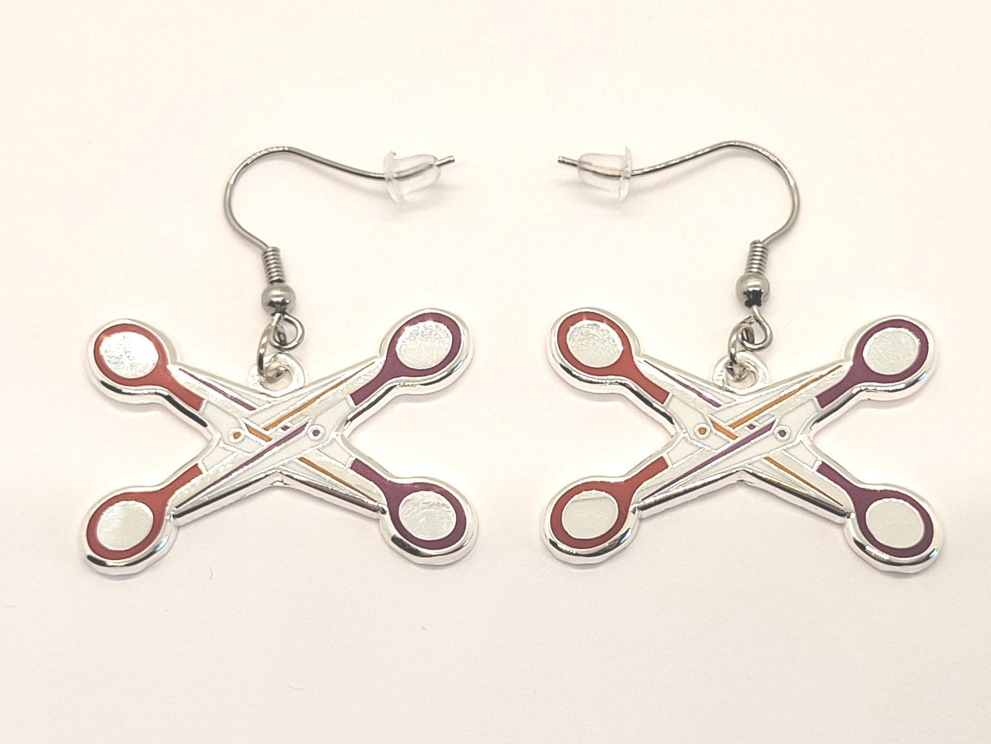 Lesbian Pride Scissors Earrings in WLW LGBT+ Flag Colors |  LGBTQ+ Pride Jewelry