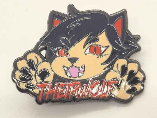 Theirwolf Nonbinary Werewolf Enamel Pin for Genderfluid They Them Pronoun Users in Pink or Black